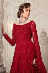 Crimson Majesty – Scarlet Embroidered Gown Ensemble